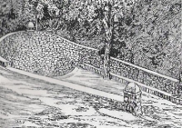 Dibuix de Joan Amat (1928) del Butlletí del Centre Excursionista de Molins de Rei. (Número especial Marxeta).