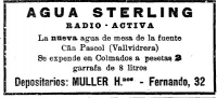 Anunci de Agua Sterling (La Vanguardia del 3 de març de 1923)
