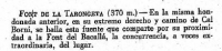 Fragment del llibre de X. Coll, "Fuentes en las Montañas de Barcelona". Editorial Alpina, any 1963.