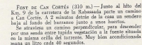 Fragment del llibre de X. Coll, "Fuentes en las Montañas de Barcelona". Editorial Alpina, any 1963.